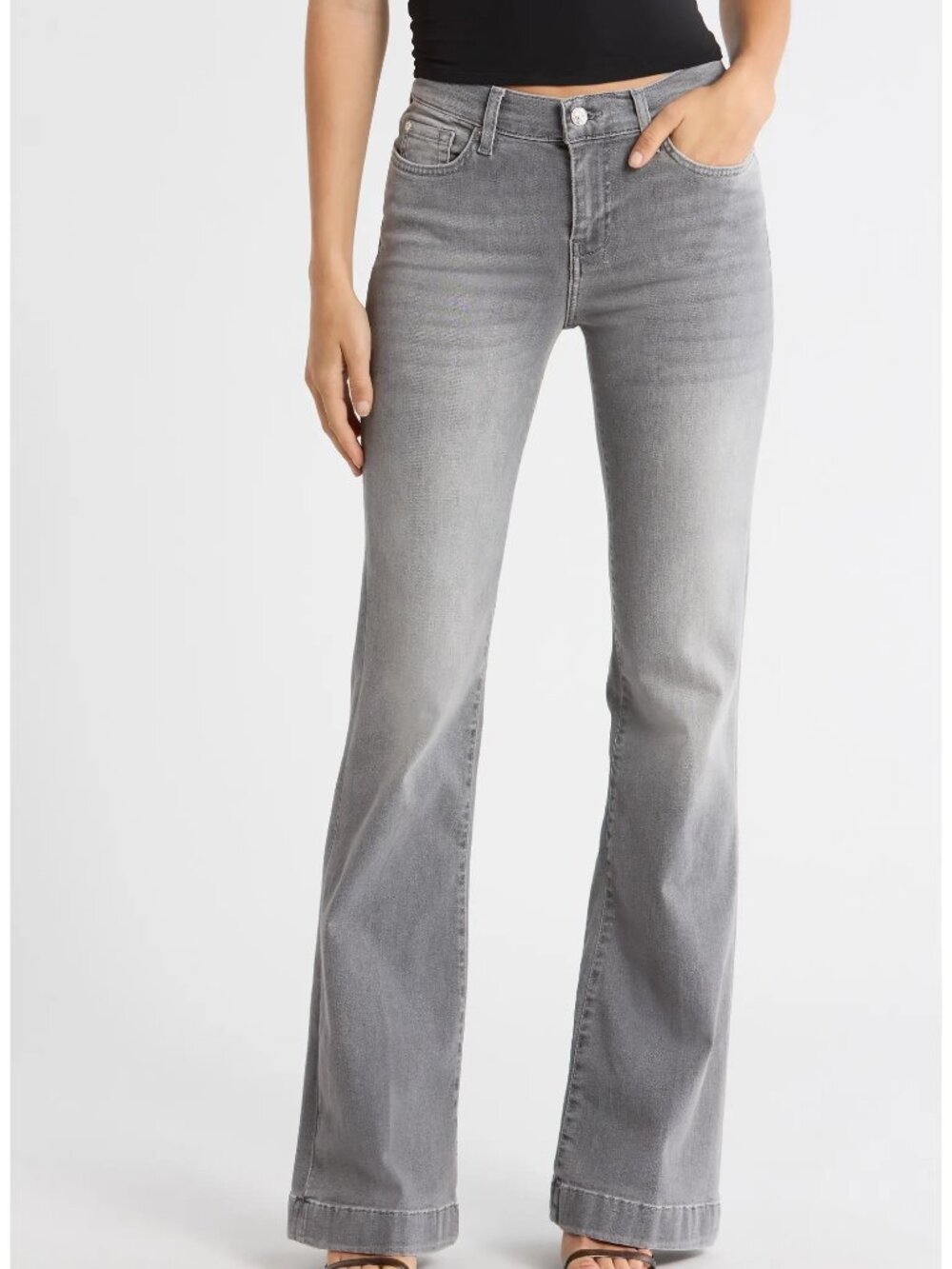 7 For All Mankind Mid Rise Dojo Wide Flare Leg Jeans in Ifrane